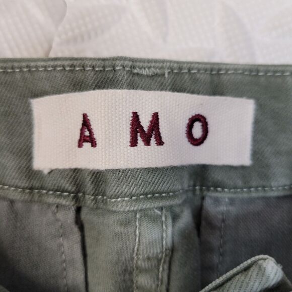 AMO Easy Trousers In Surplus Green Size 28 Womens Cropped Straight Leg High Rise - Picture 7 of 13